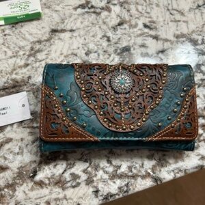 Western Wallet Turquoise & Brown